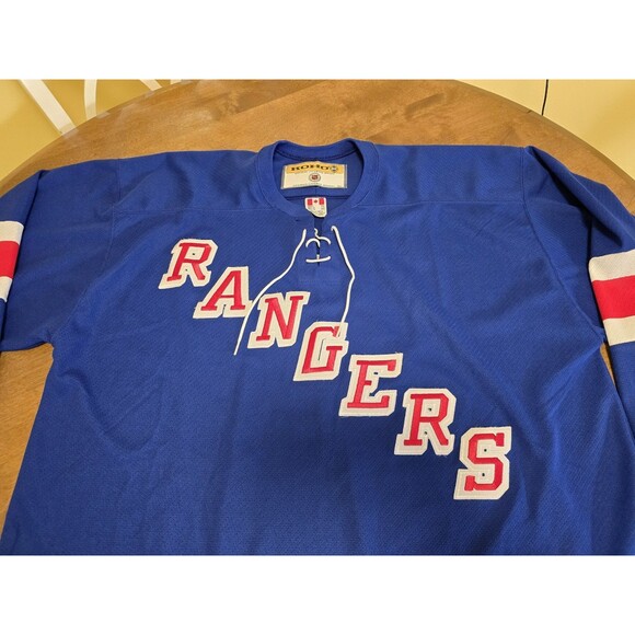 Vintage KOHO NEW YORK RANGERS BLUE JERSEY SIZE XXL Lace Front EUC Blank Back - Picture 6 of 17